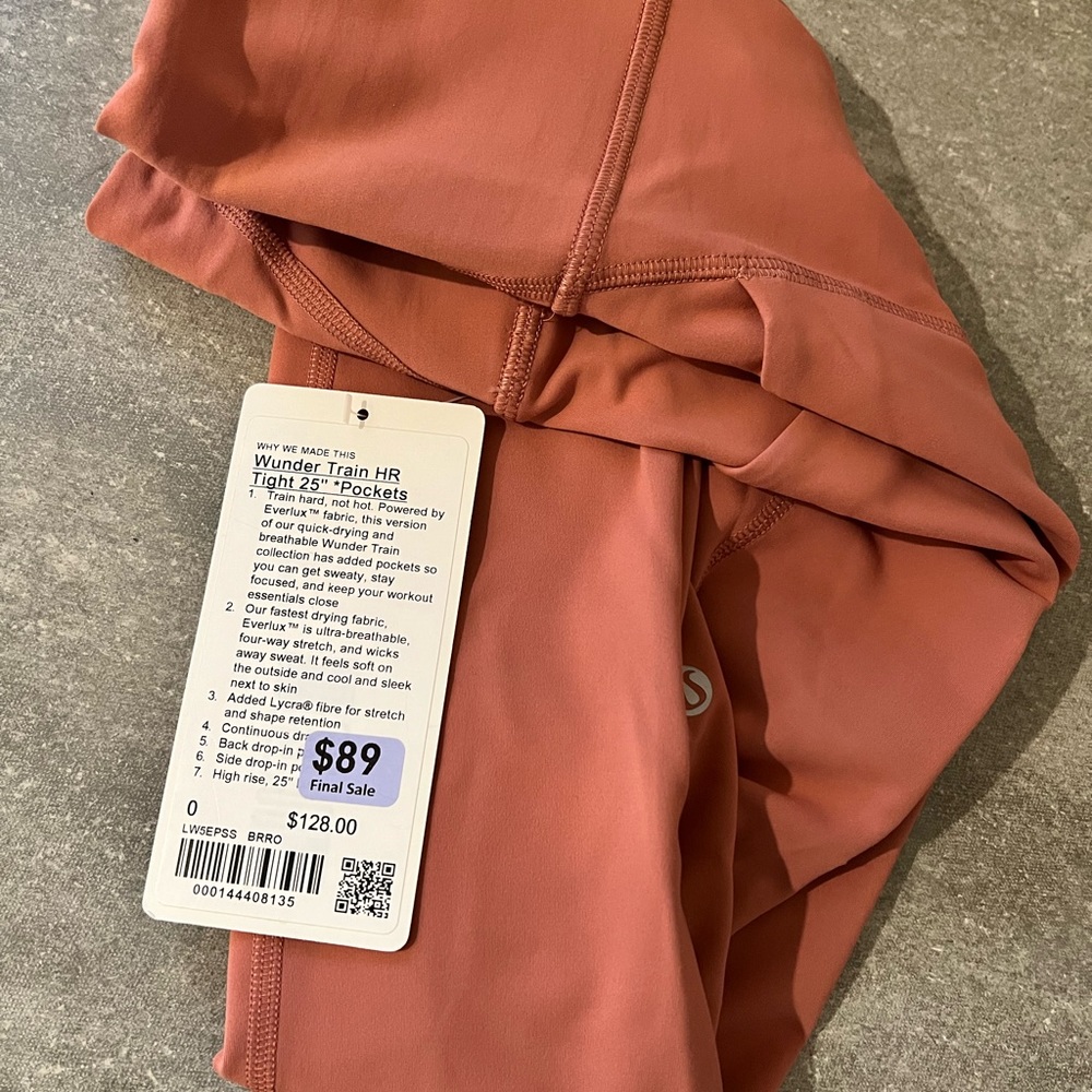 Lululemon wunder train pocket 25